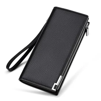 Кожаная мужская деловая сумка, длинный модный кошелек на молнии, мульти-держатель для карт, высококачественный брендовый кошелек, сумка для мобильного телефона